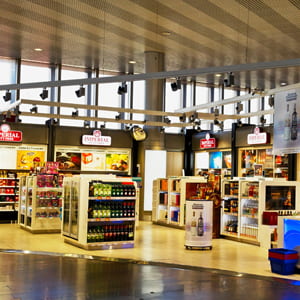 Duty free shop in airport Sheremetyevo - International  airport, one of the three major airports in Moscow and Moscow region, have greatest passenger traffic in Russia